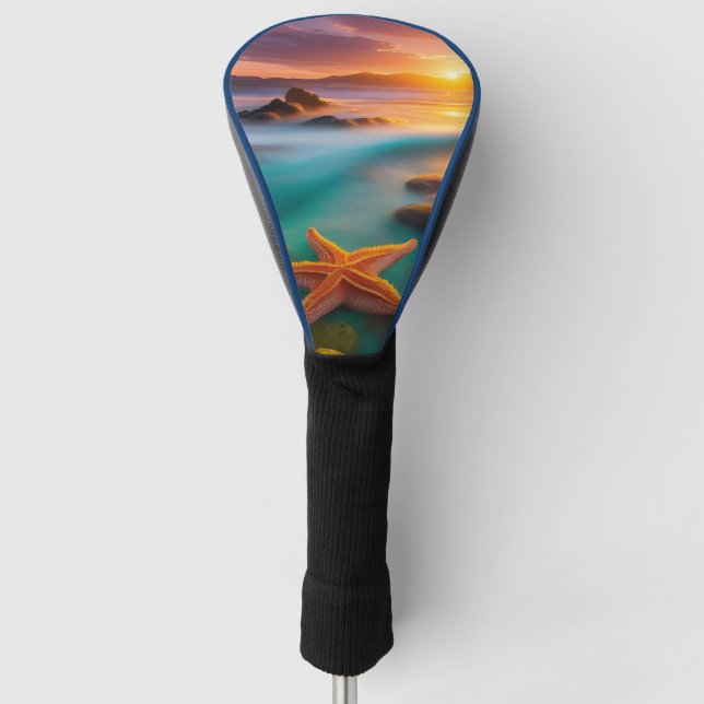 Starfish on beach at Dawn Golf Head Cover (Front)