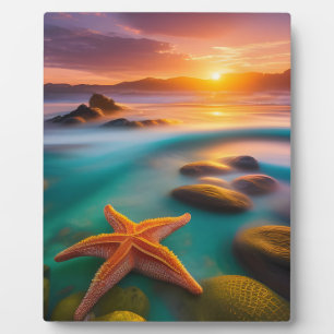 Starfish on beach at Dawn Plaque