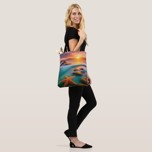 Starfish on beach at Dawn  Tote Bag (On Model)