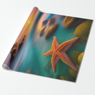 Starfish on beach at Dawn Wrapping Paper
