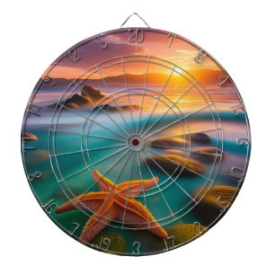 Starfish on Beach at Sunrise Dartboard