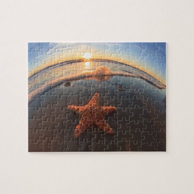 Starfish on Beach at Sunset Jigsaw Puzzle (Horizontal)