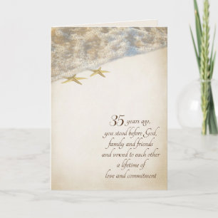Starfish On Beach for 35th Anniversary Card
