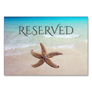 Starfish on Beach Reserved Seating Card
