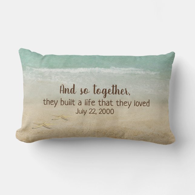 starfish on beach watercolor lumbar cushion (Front)