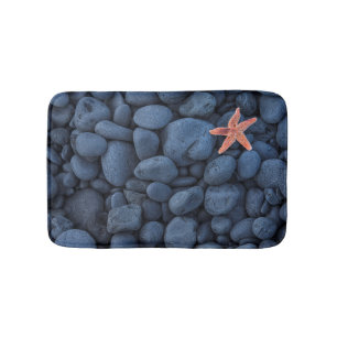 Starfish On Black Rocks Along The Coast Iceland Bath Mat