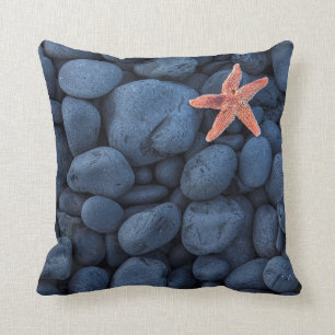 Starfish On Black Rocks Along The Coast Iceland Cushion