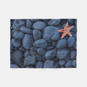 Starfish On Black Rocks Along The Coast Iceland Fleece Blanket