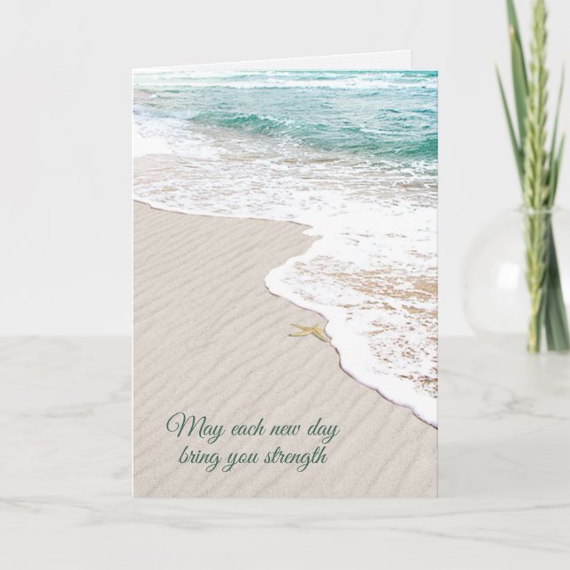 Starfish on Ocean Beach Sympathy Card (Front)