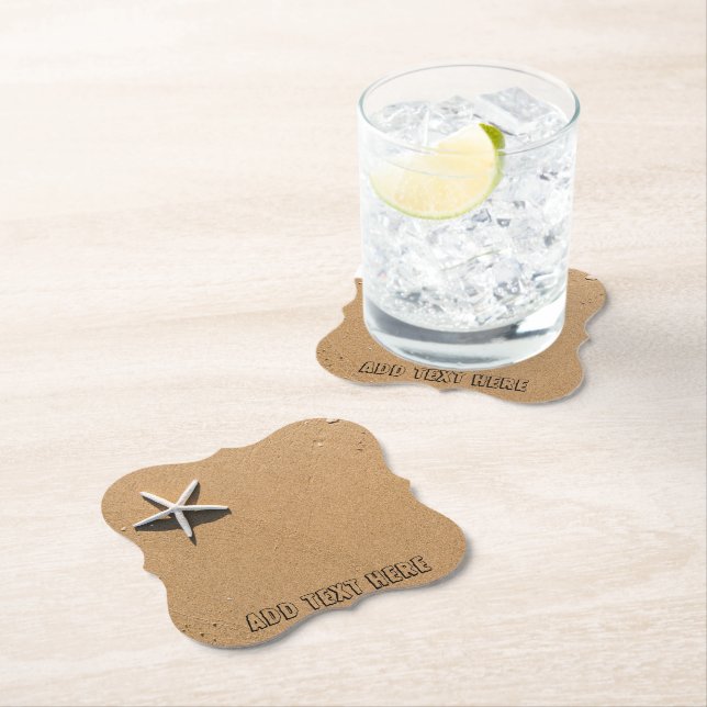 Starfish on Sandy Beach Paper Coaster (Insitu)