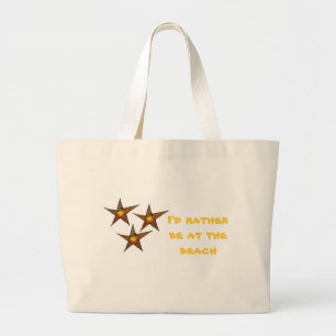 Starfish on sandy beach Summer art Large Tote Bag