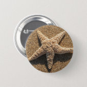 Starfish on the beach 6 cm round badge (Front & Back)
