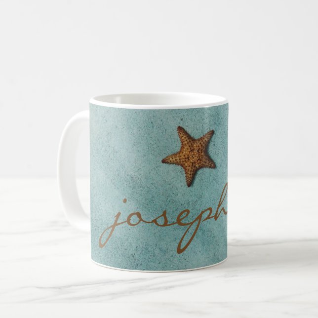 Starfish on the Beach Named  Coffee Mug (Front Left)