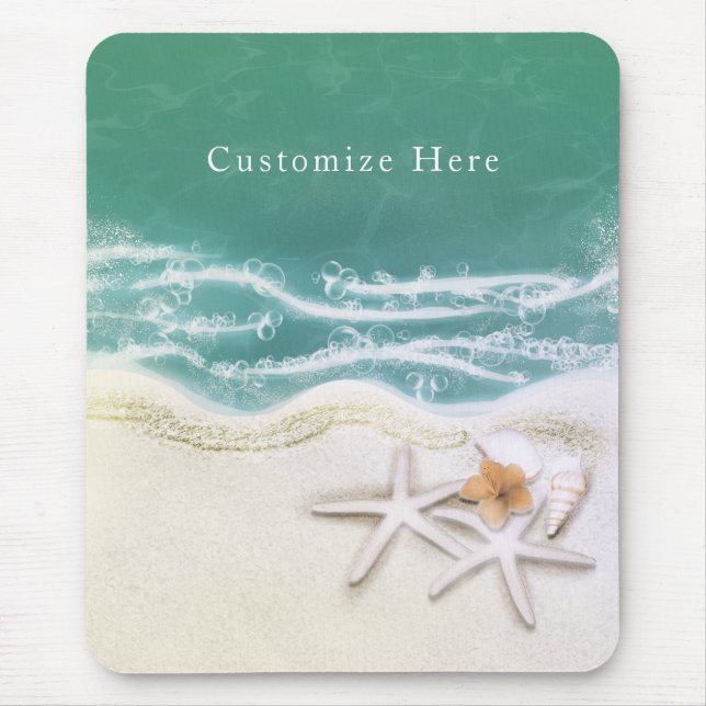 Starfish on the Beach Teal Sea Water Tropical Mouse Pad (Front)