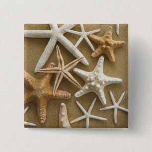 Starfish On The Sand 15 Cm Square Badge