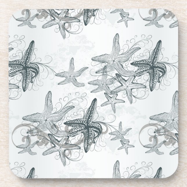 Starfish On The Sea Pattern Coaster (Front)