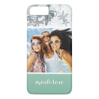 Starfish On The Sea Pattern | Your Photo & Name iPhone 8 Plus/7 Plus Case