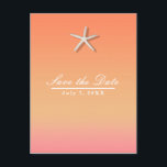 Starfish Orange & Pink Beach Summer Save the Date Announcement Postcard<br><div class="desc">Customise with any text.</div>