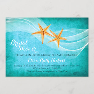 Starfish pair beach wedding bridal shower invitation