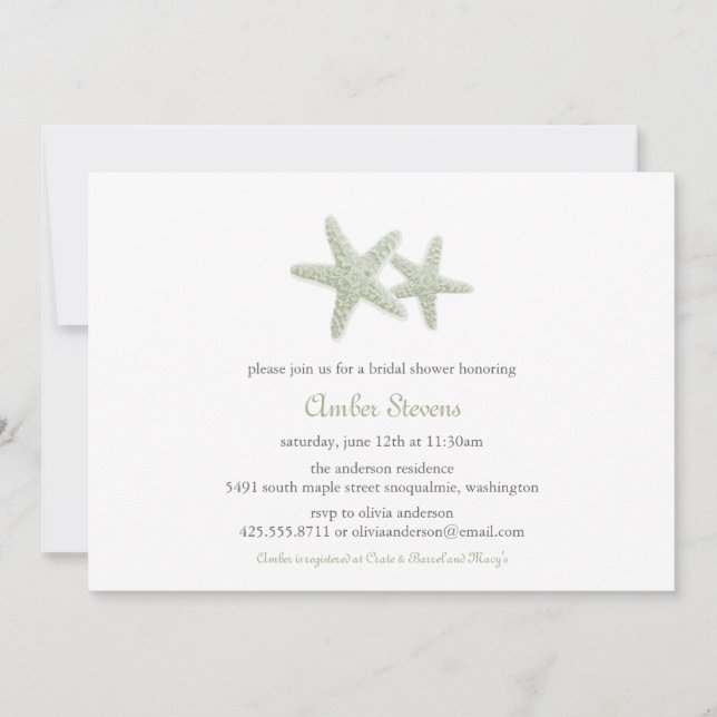 Starfish Pair Shower/Party Invitation (Front)