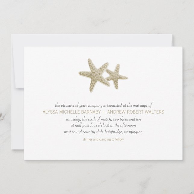 Starfish Pair Wedding Invitation (Front)
