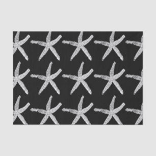 Starfish Pattern Beach Christmas Black White Cool Tissue Paper