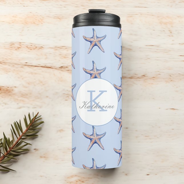 Starfish Pattern Beach Marine Custom Name Thermal Tumbler (Creator Uploaded)