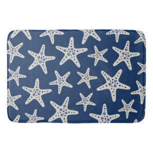 Starfish Pattern Blue Bath Mat