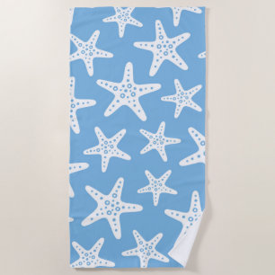 Starfish Pattern Blue Beach Towel