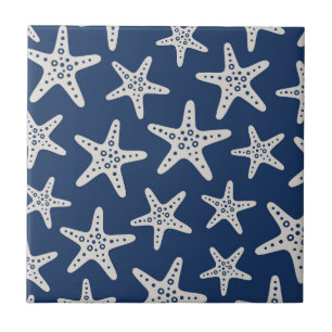 Starfish Pattern Blue Tile