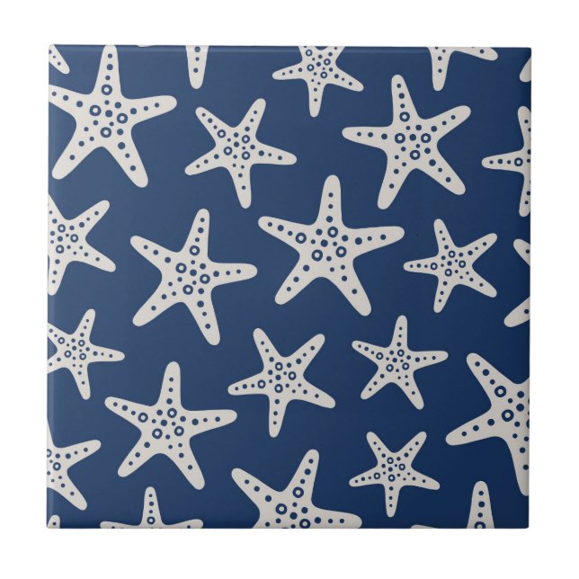 Starfish Pattern Blue Tile (Front)