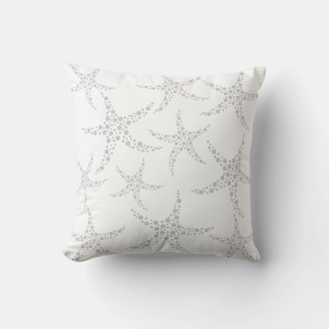 Starfish Pattern in Light Grey and White Cushion (Front)