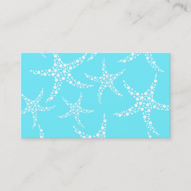 Starfish Pattern in Turquoise and White. Business Card (Front)