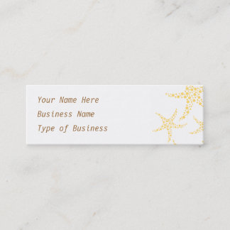 Starfish Pattern in Yellow and White. Mini Business Card