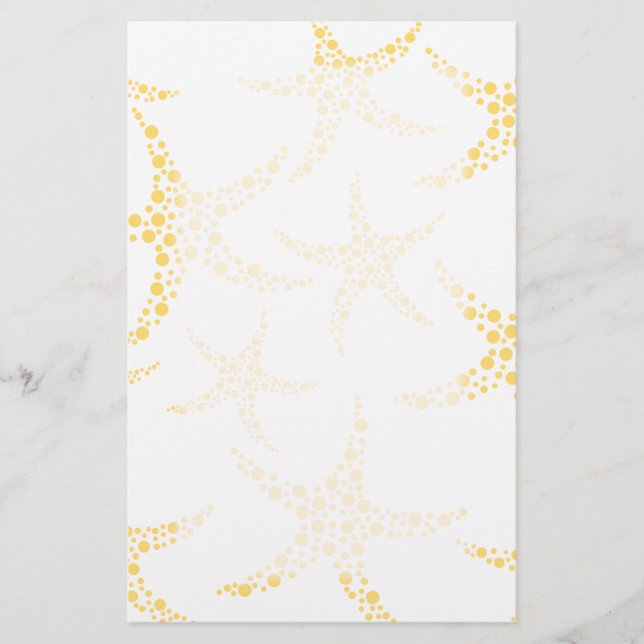 Starfish Pattern in Yellow and White. Stationery (Front)