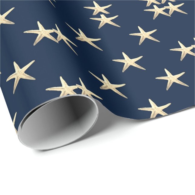 Starfish pattern on Solid Background Wrapping Paper (Roll Corner)