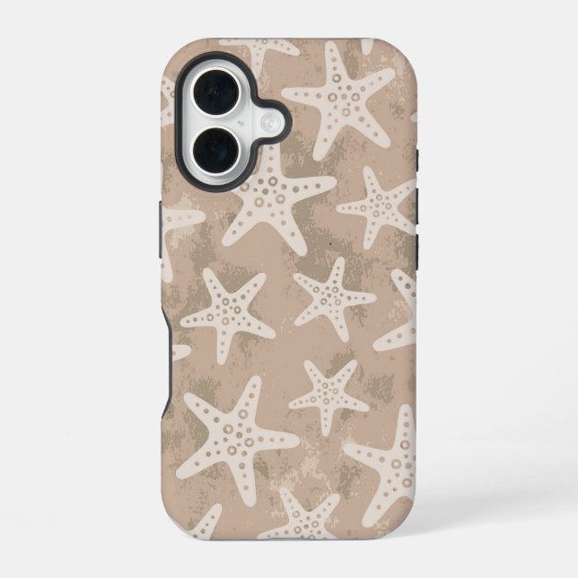 Starfish Pattern Sand Beige iPhone 16 Case (Back)