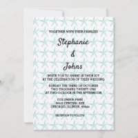 Starfish Pattern Teal Blue Beach Nautical Wedding