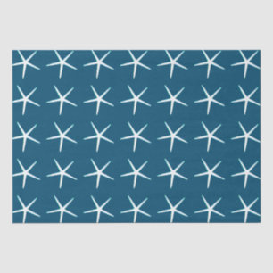 Starfish Pattern White Blue Cute Elegant Nautical  Tissue Paper