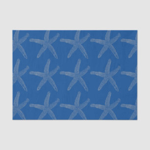 Starfish Patterns Beach Coastal Navy Blue Custom Tissue Paper