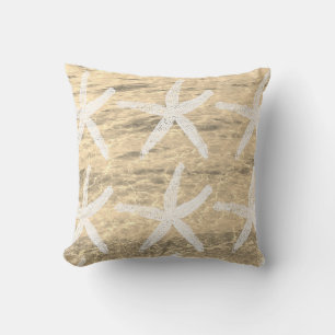 Starfish Patterns Nautical Sandy Beach Ocean Water Cushion