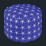 Starfish Patterns Navy Blue Nautical Beach Decor Pouf<br><div class="desc">Printed with cute starfish patterns in solid blue background! You may change the background colour as you like.</div>