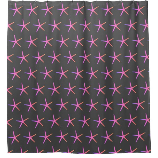 Starfish Patterns Pink Grey Grey Beach Nautical Shower Curtain (Front)