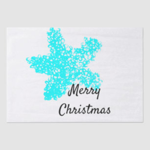 Starfish Patterns Teal Aqua White Merry Christmas Tissue Paper
