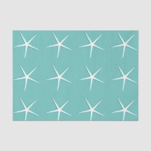 Starfish Patterns Teal Blue White Cute Nautical Tissue Paper