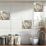 Starfish Pearls Seashells Driftwood Beach Tile<br><div class="desc">Pretty Starfish,  Seashells,  driftwood and white pearls on soft white sand.</div>