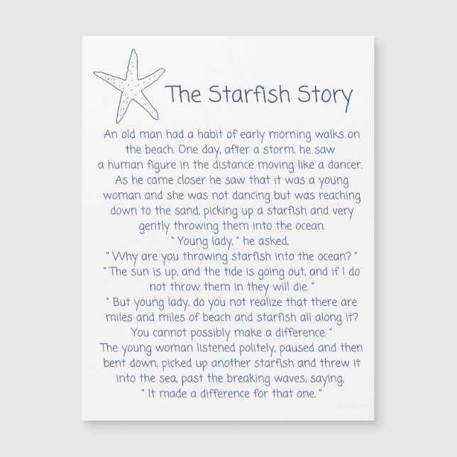 Starfish poem, the Starfish story, Foster mum gift (Front)