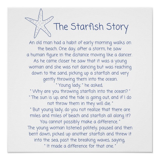 Starfish poem, the Starfish story, Foster mum gift Poster (Front)