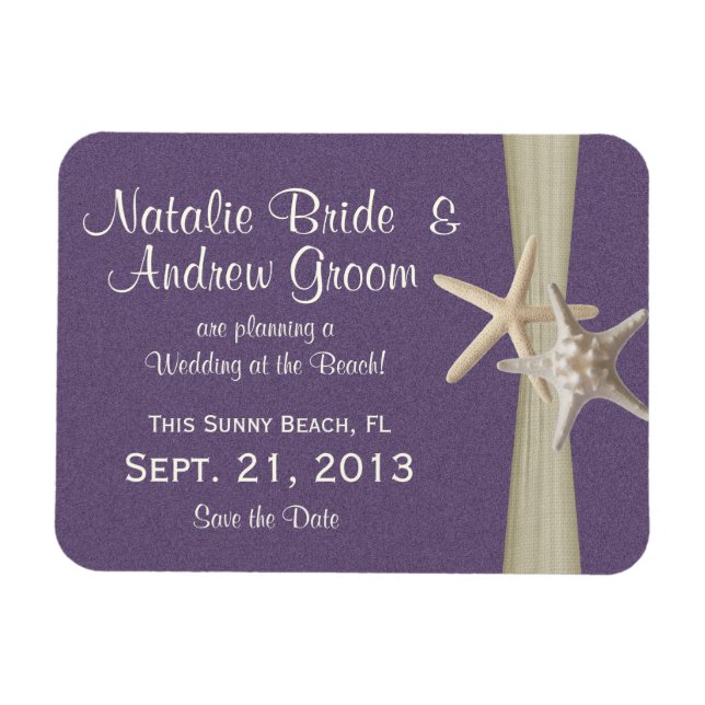 Starfish Purple Save the Date Magnet (Horizontal)