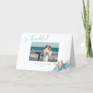 Starfish Ribbon and Lace Thankful with Photo Thank Thank You Card
